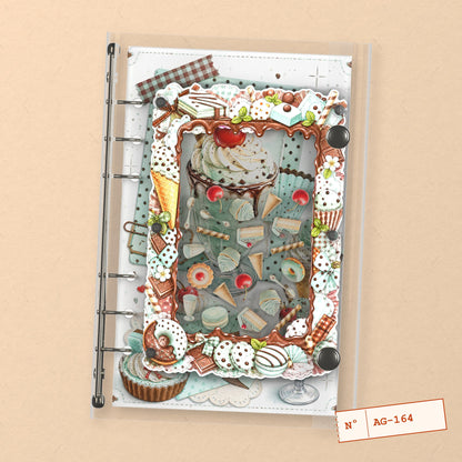 Mint Chocolate Sundae (AG-164) A6 shaker binder notebook, front cover
