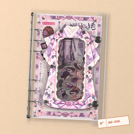 Kimono Collage (AG-265) A6 shaker binder notebook, front cover
