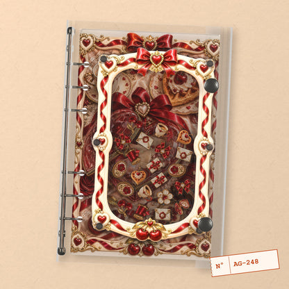 Red Ribbon Hearts (AG-248) A6 shaker binder notebook, front cover