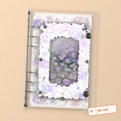Hydrangea & Perfume (AG-122) A6 shaker binder notebook, front cover