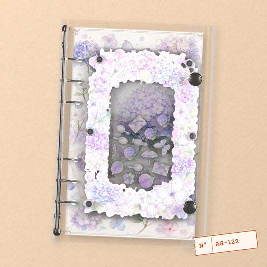 Hydrangea & Perfume (AG-122) A6 shaker binder notebook, front cover