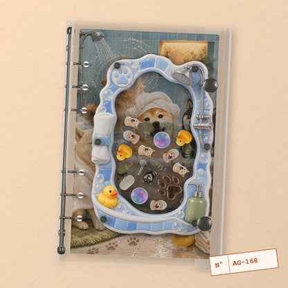 Shiba Bath (AG-168) A6 shaker binder notebook, front cover