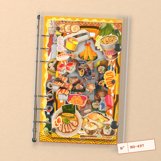 Sushi & Ramen (HG-497) A6 shaker binder notebook, front cover