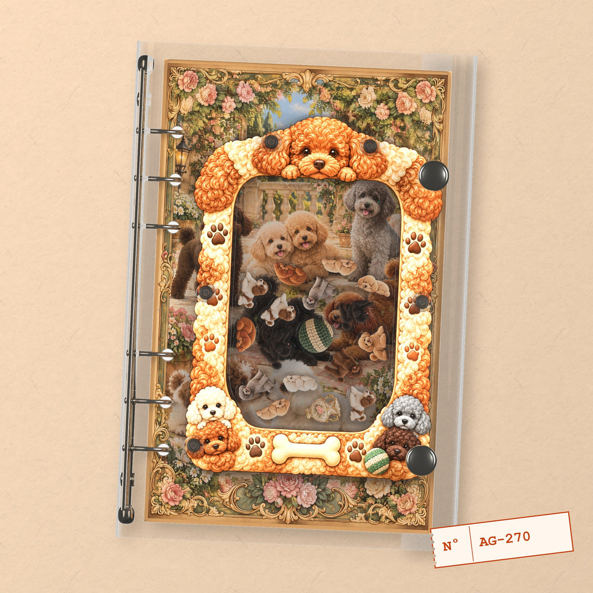 Toy Poodle Friends (AG-270) A6 shaker binder notebook, front cover