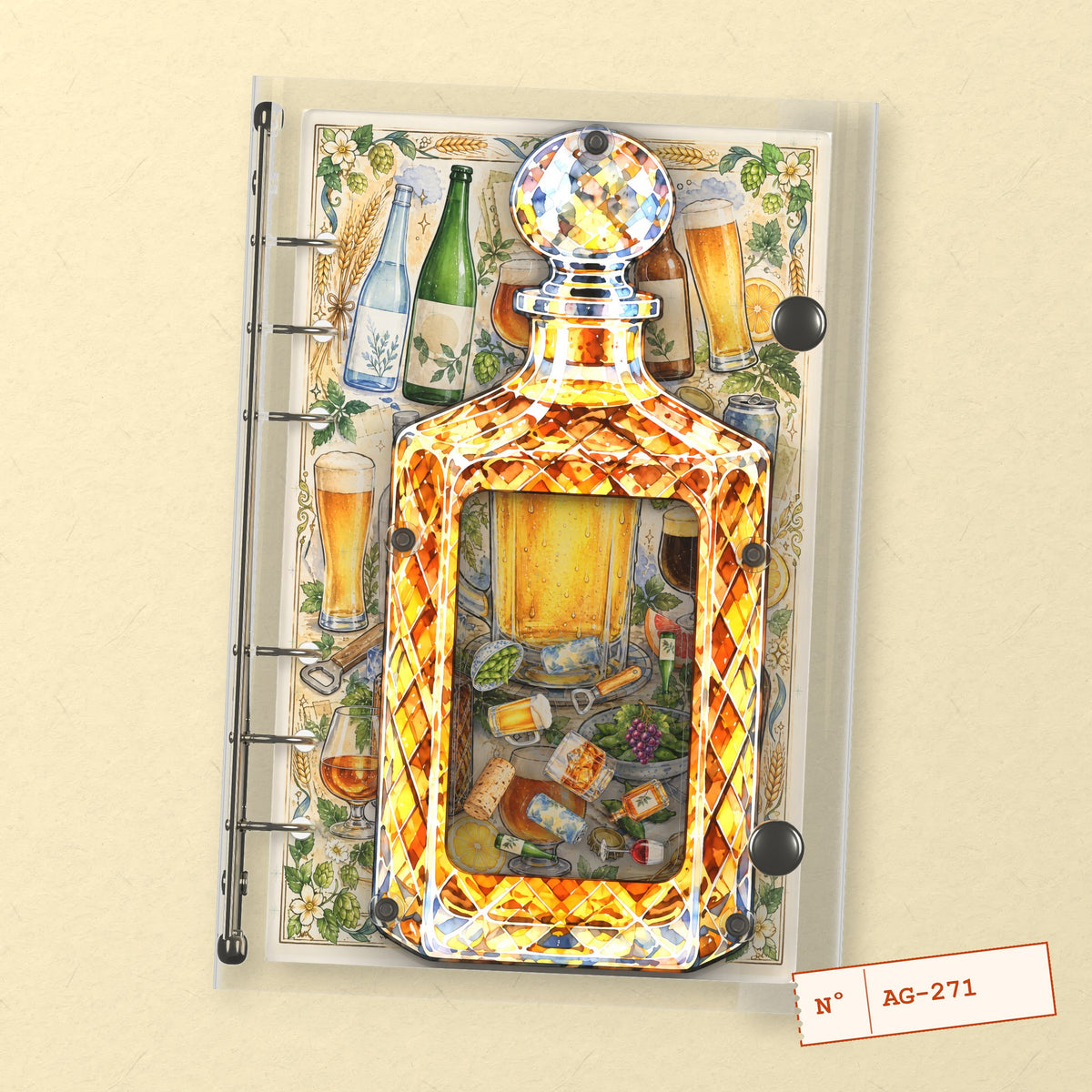 Amber Whisky Decanter (AG-271) A6 shaker binder notebook, front cover