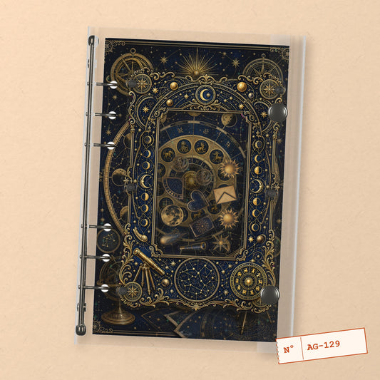 Zodiac Wheel (AG-129) A6 shaker binder notebook, front cover