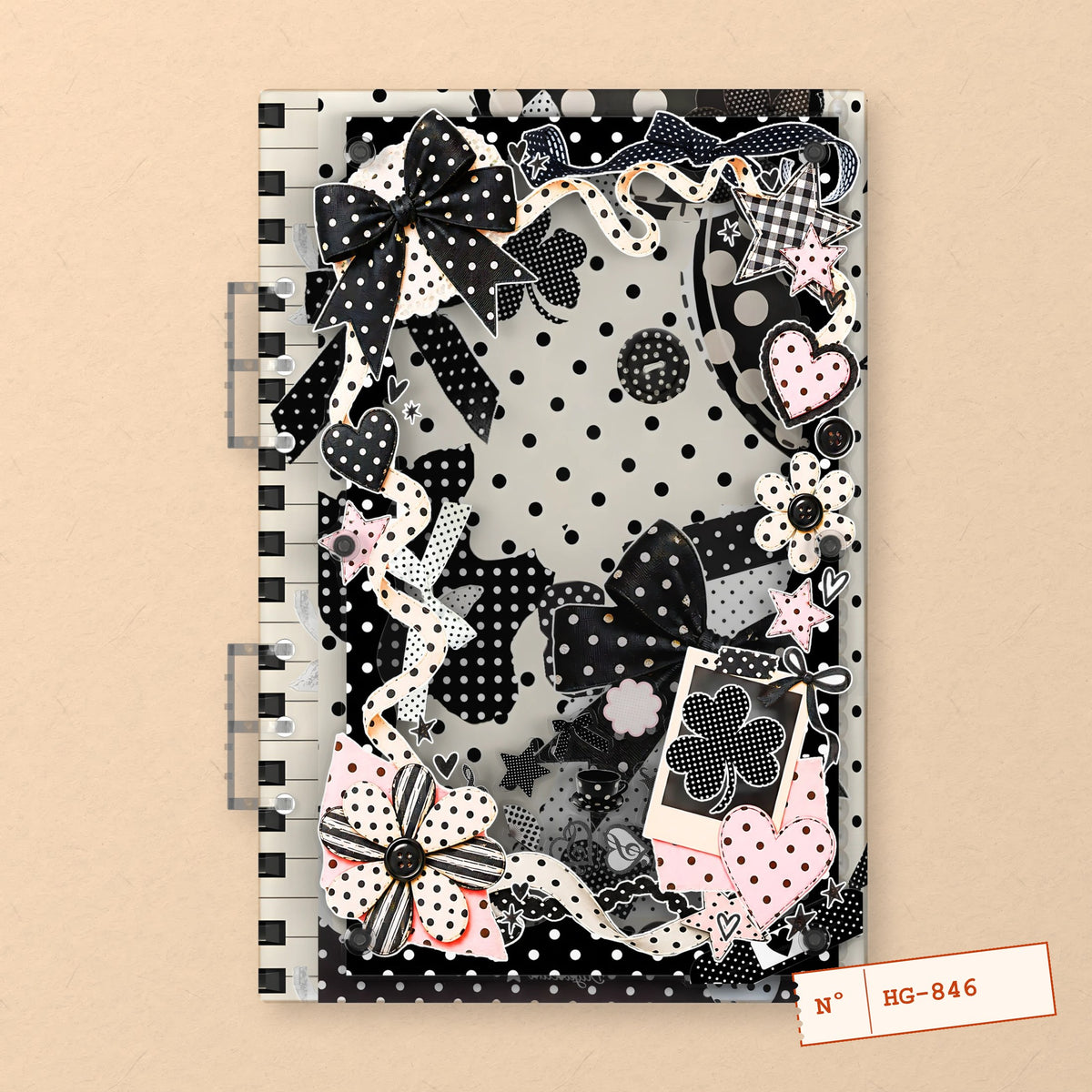Polka Dot Bows (HG-846) A5 shaker binder notebook, front cover