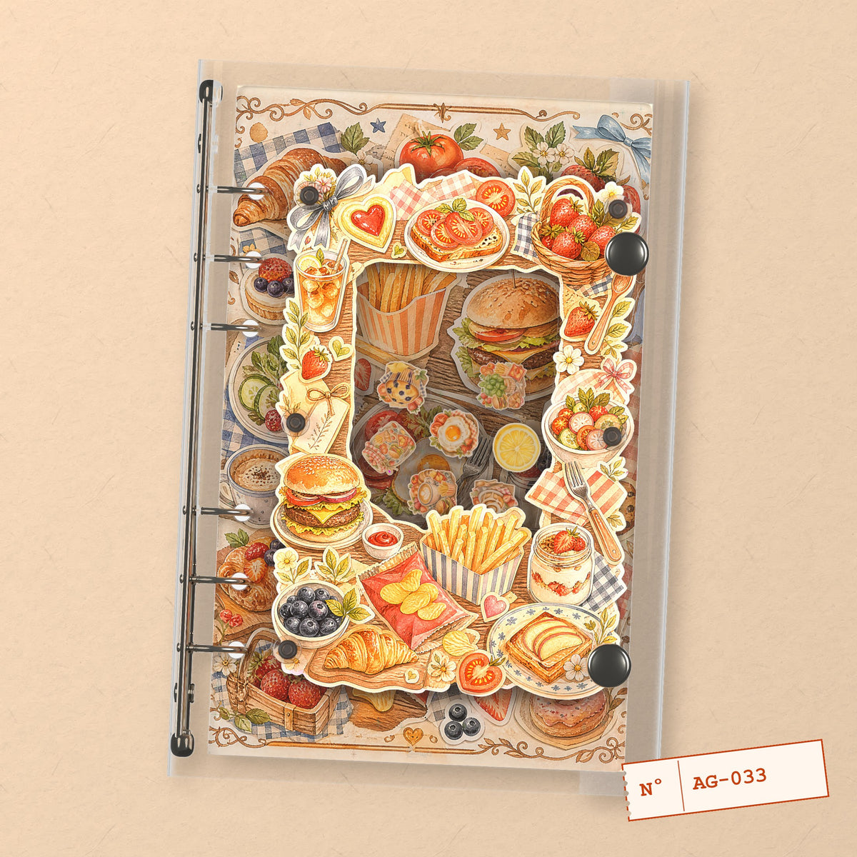 Brunch Stickers (AG-033) A6 shaker binder notebook, front cover