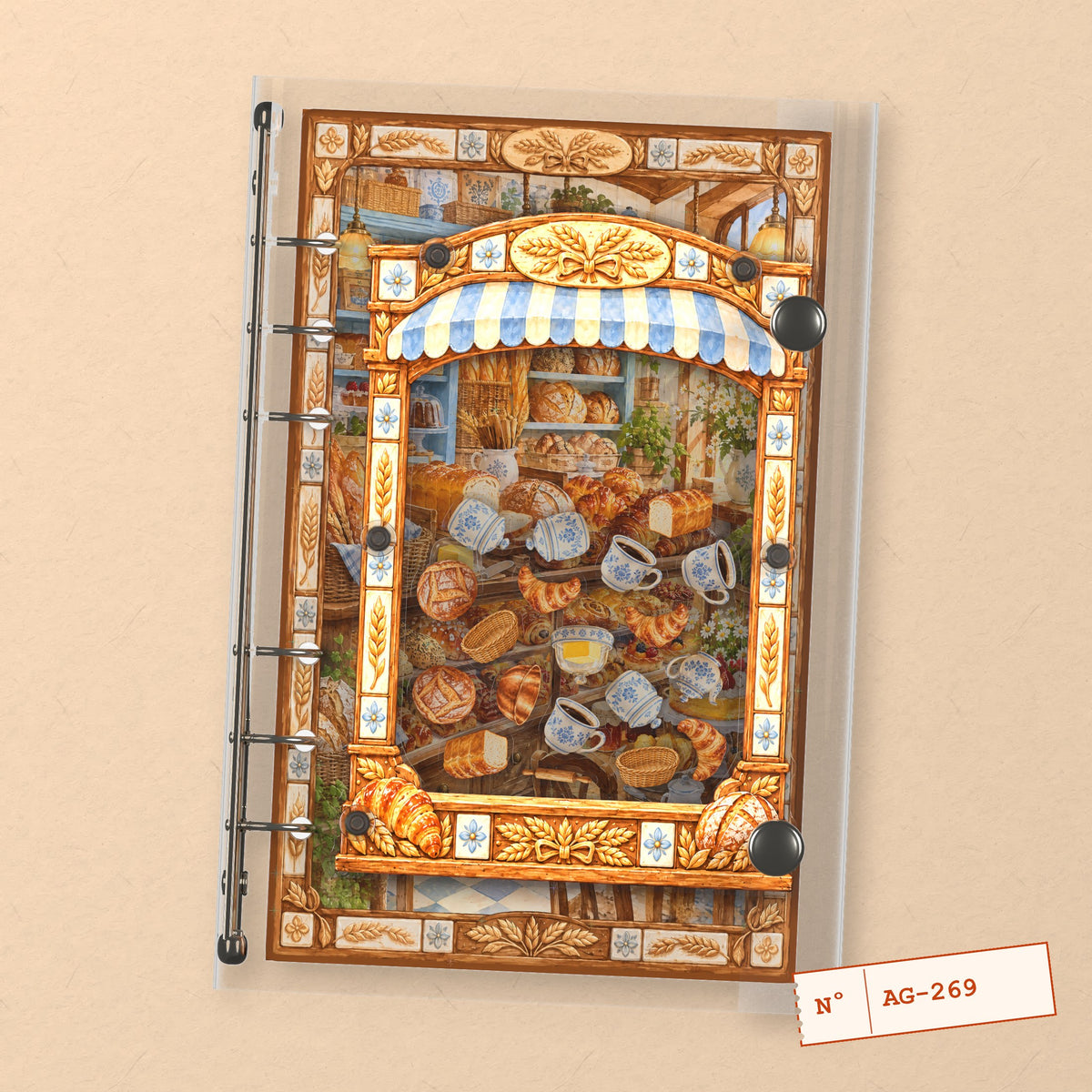 Blue Tile Bakery (AG-269) A6 shaker binder notebook, front cover