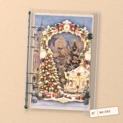 Snowy Carousel (AG-252) A6 shaker binder notebook, front cover