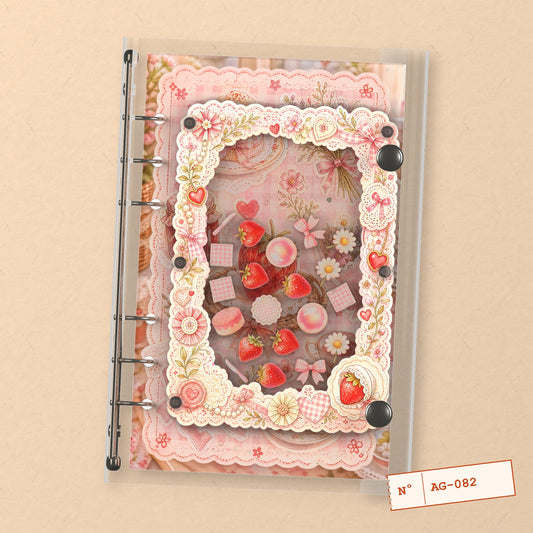 Strawberry Picnic Party (AG-082) A6 shaker binder notebook, front cover