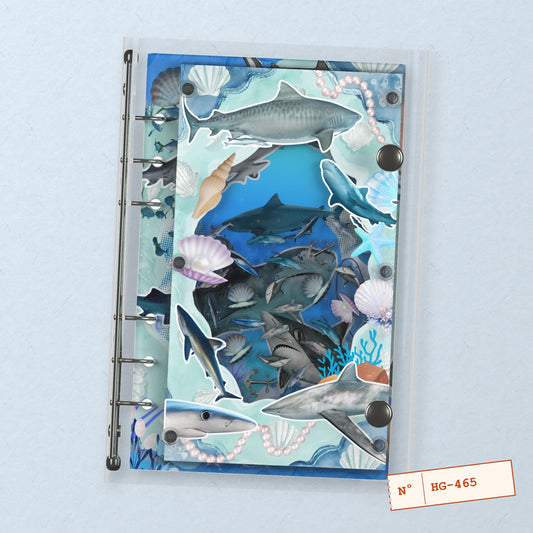 Shark Reef (HG-465) A6 shaker binder notebook, front cover
