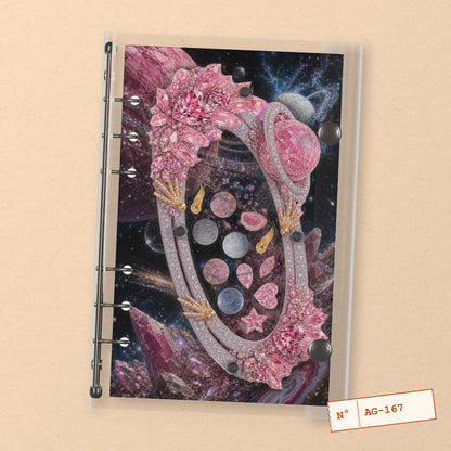 Pink Diamond Planet (AG-167) A6 shaker binder notebook, front cover