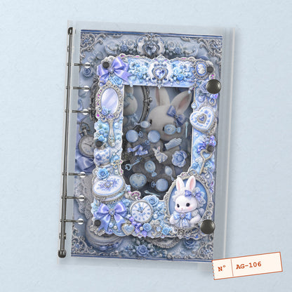 Blue Bunny Vanity (AG-106) A6 shaker binder notebook, front cover