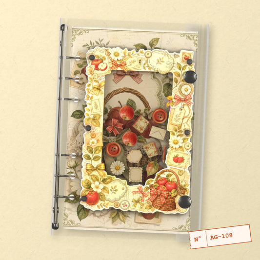 Apple Basket (AG-108) A6 shaker binder notebook, front cover
