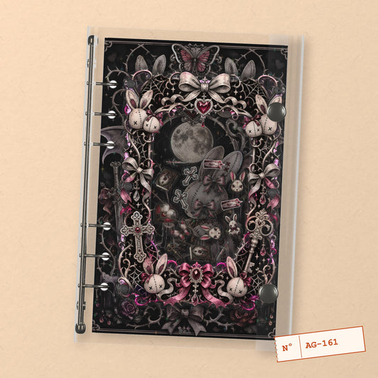 Gothic Rabbit Doll (AG-161) A6 shaker binder notebook, front cover