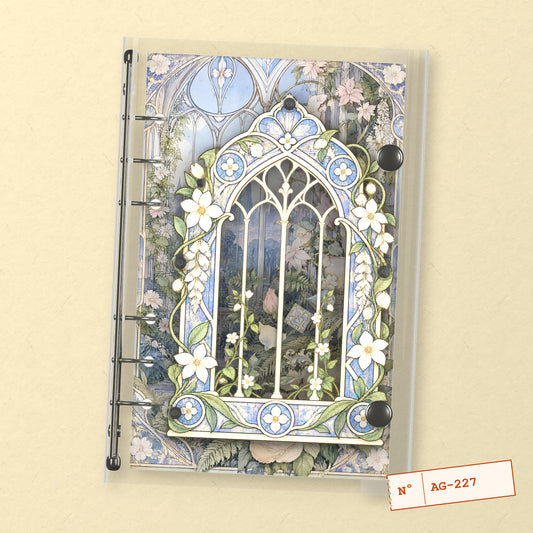 Gothic Garden Window (AG-227) A6 shaker binder notebook, front cover