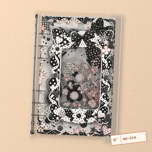 Polka Dot Butterflies (AG-216) A6 shaker binder notebook, front cover