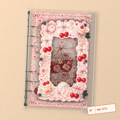 Ribbon Cherries (AG-071) A6 shaker binder notebook, front cover