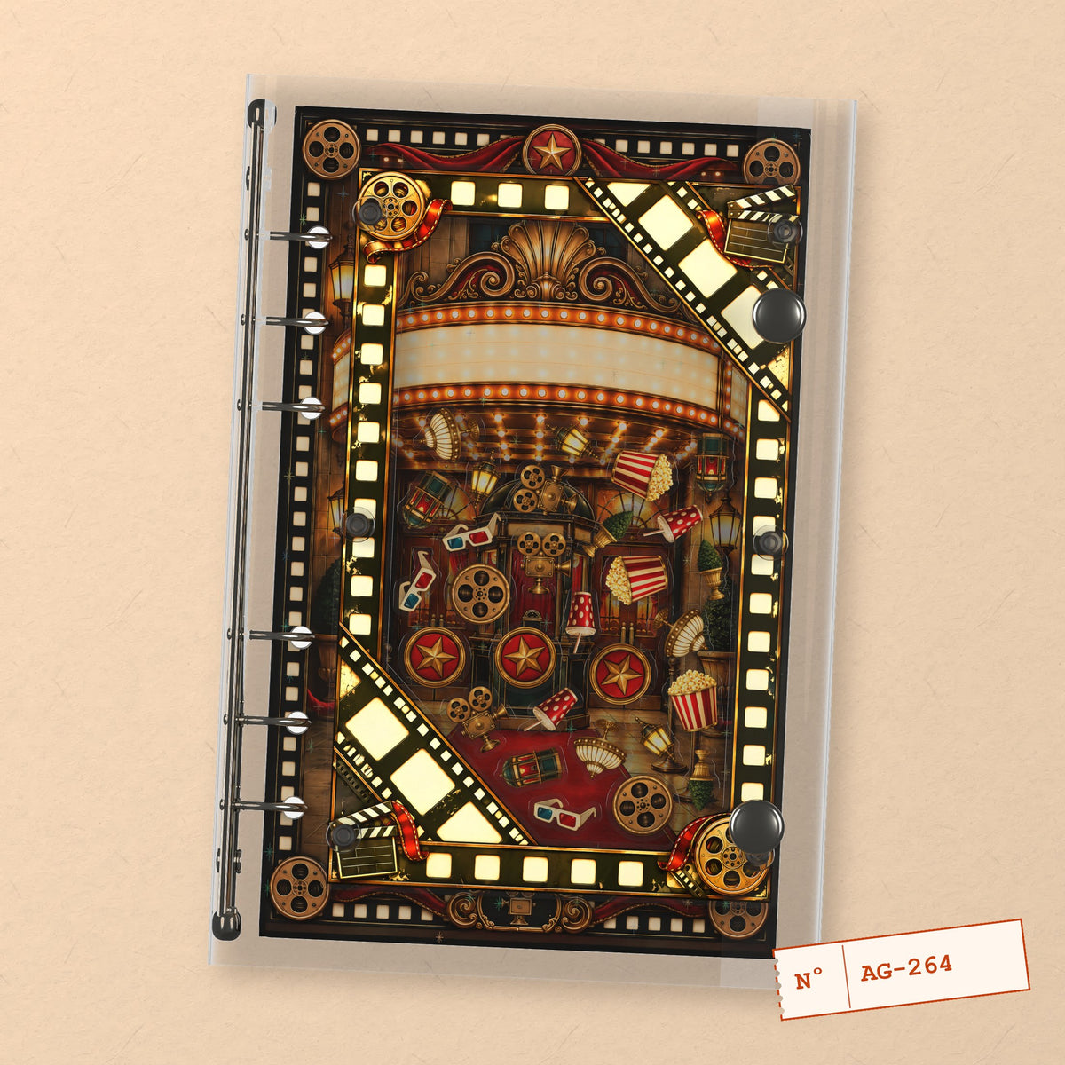 Cinema Evening (AG-264) A6 shaker binder notebook, front cover