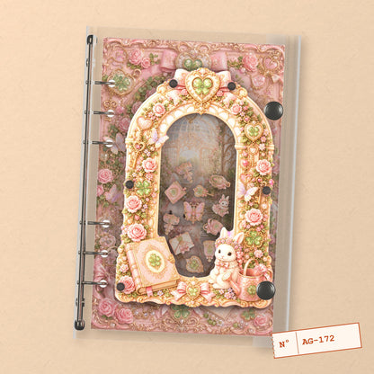 Clover Garden Bunny (AG-172) A6 shaker binder notebook, front cover