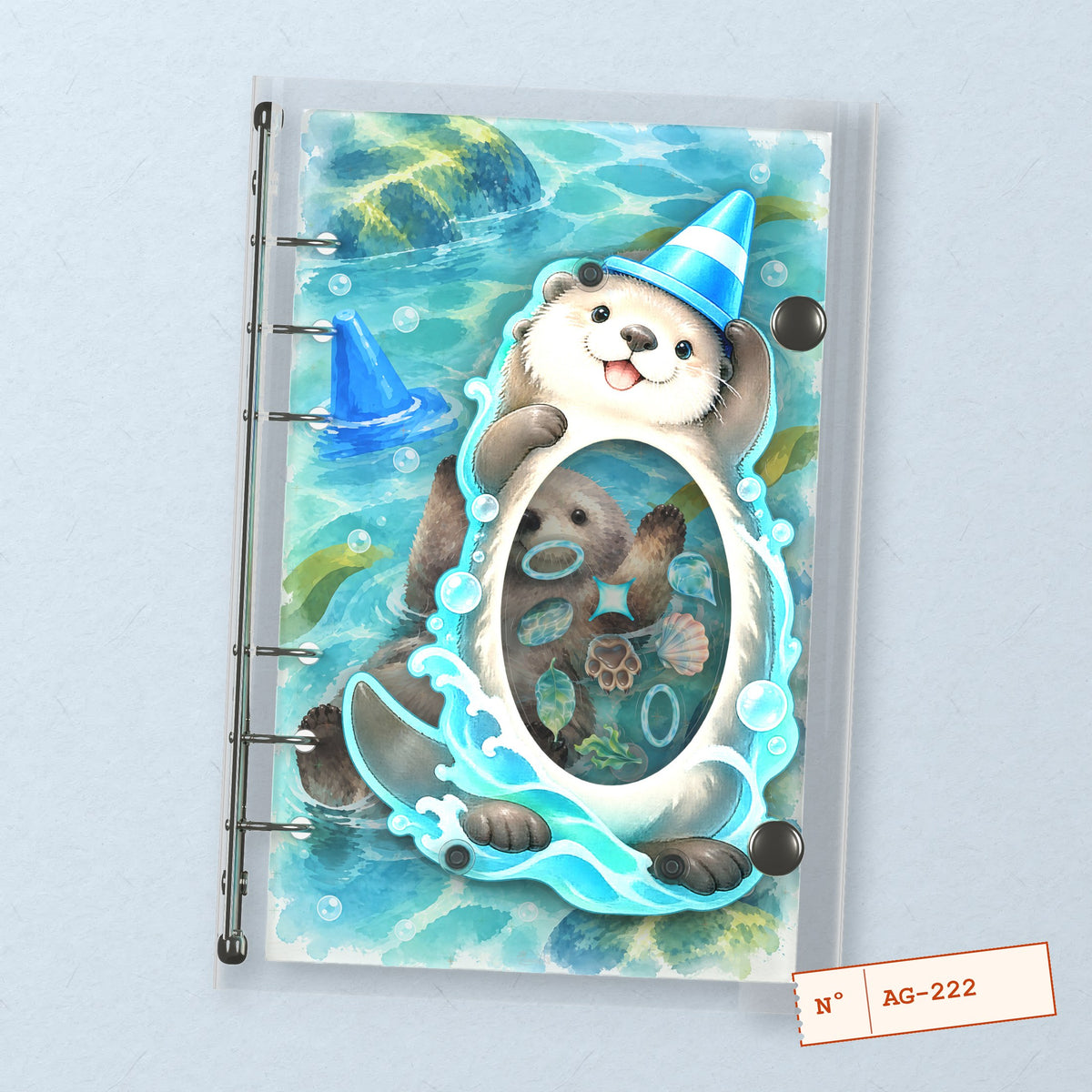 Otter Lagoon (AG-222) A6 shaker binder notebook, front cover