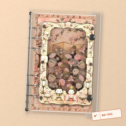 Hina Doll Sakura Tea (AG-261) A6 shaker binder notebook, front cover