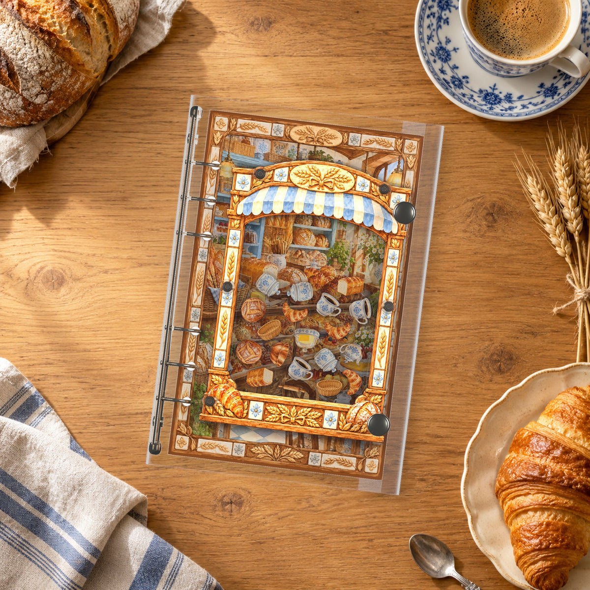 Blue Tile Bakery shaker binder on a styled desk