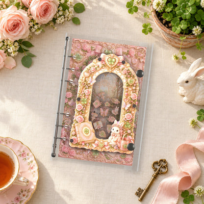 Clover Garden Bunny shaker binder on a styled desk