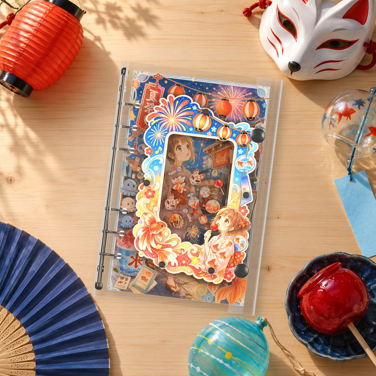 Summer Festival shaker binder on a styled desk