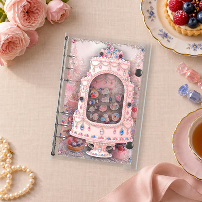 Pink Jewel Cake shaker binder on a styled desk