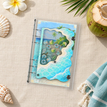 Tropical Beach Waves shaker binder on a styled desk