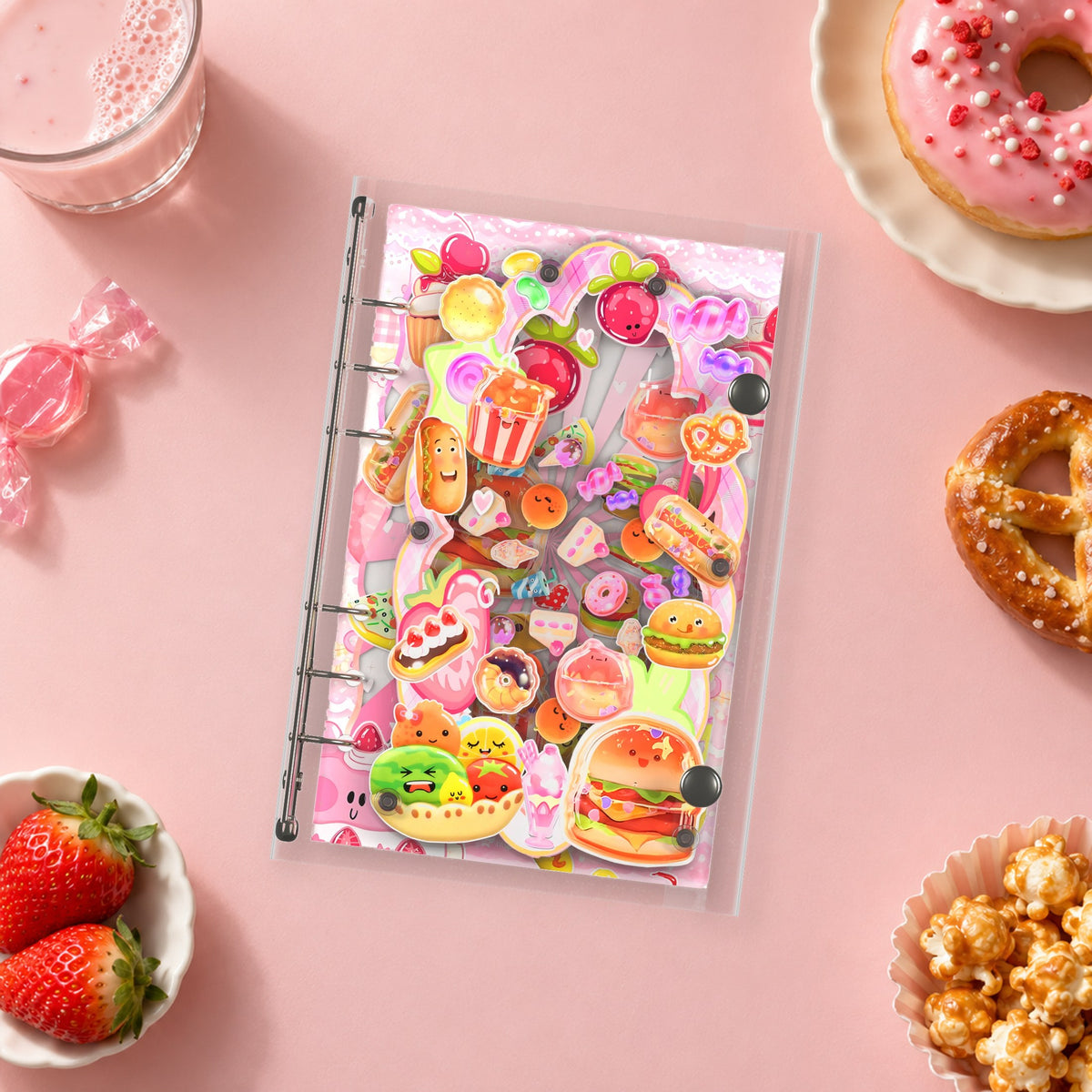 Kawaii Jelly Snacks shaker binder on a styled desk