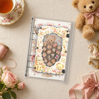 Vintage Teddy Bear shaker binder on a styled desk