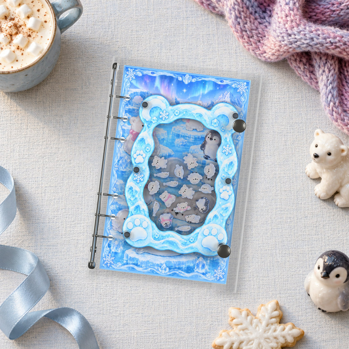 Polar Bear Hideaway shaker binder on a styled desk