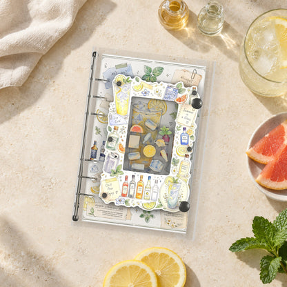 Citrus Drinks shaker binder on a styled desk