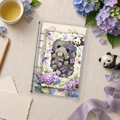 Hydrangea Panda shaker binder on a styled desk