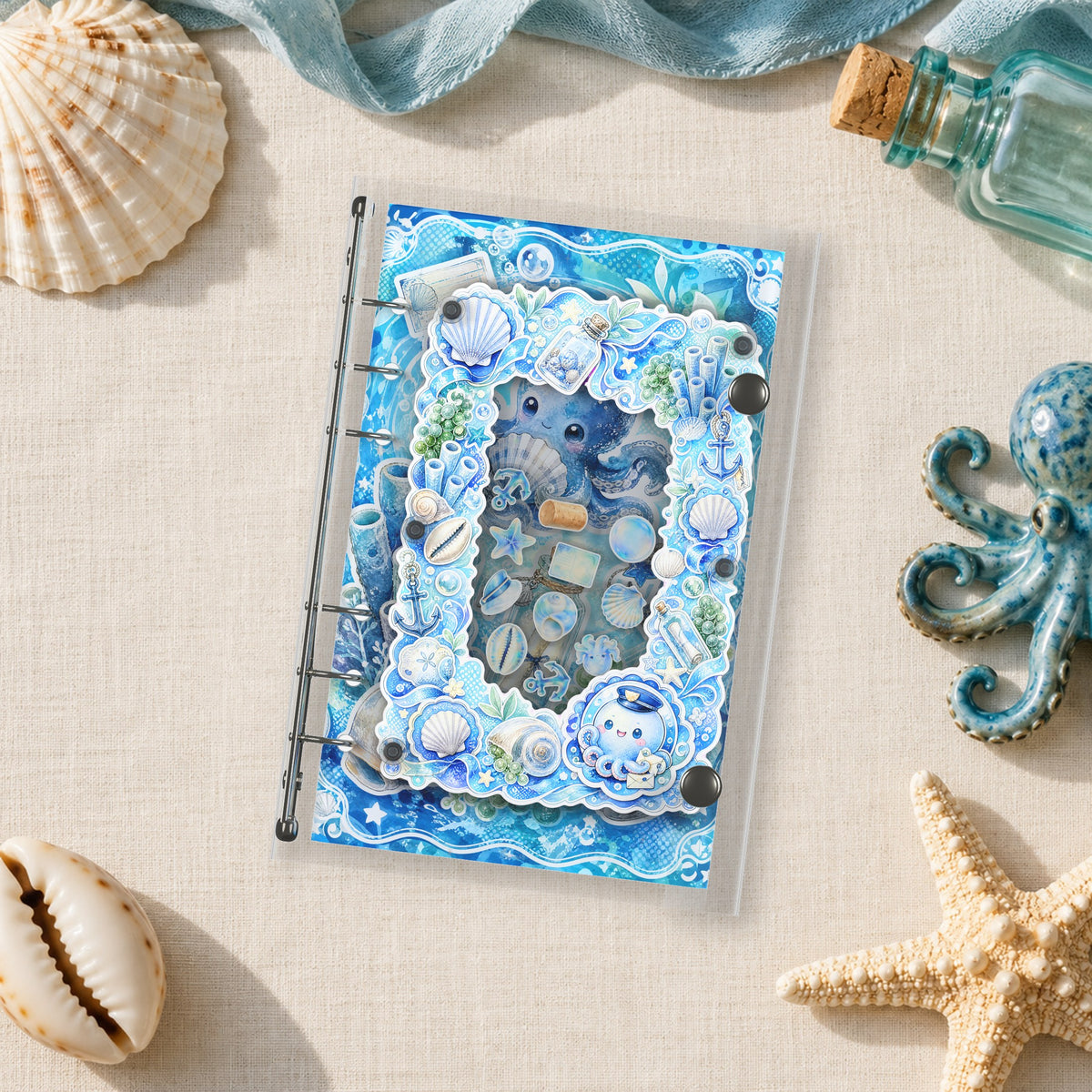 Ocean Octopus shaker binder on a styled desk