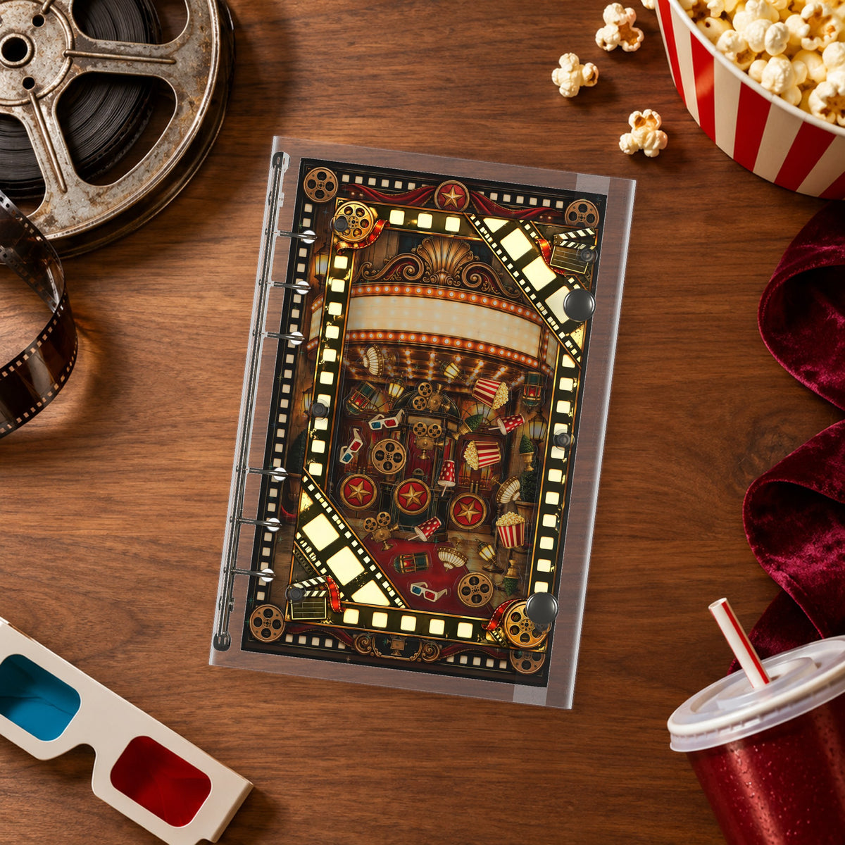 Cinema Evening shaker binder on a styled desk