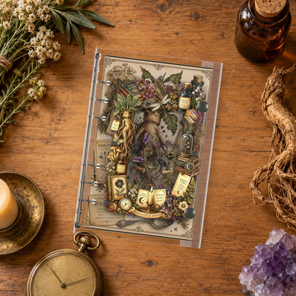 Mandrake Root shaker binder on a styled desk