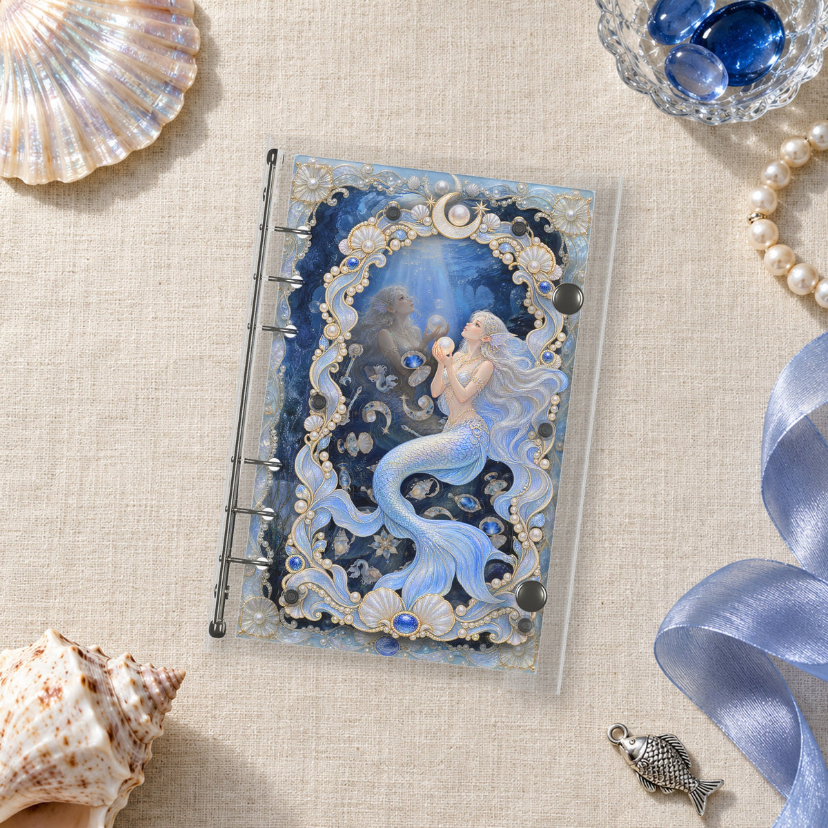 Moonlit Mermaid shaker binder on a styled desk