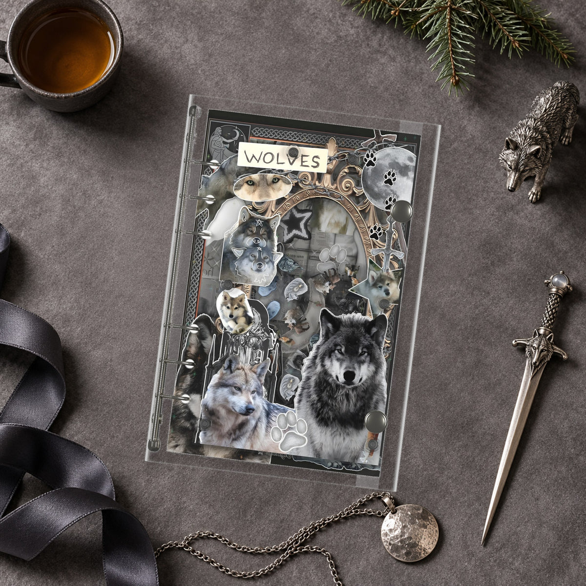 Moonlit Wolf Pack shaker binder on a styled desk