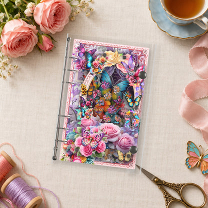 Rose Butterflies shaker binder on a styled desk