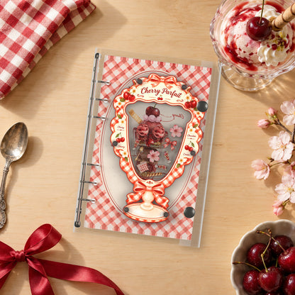 Cherry Parfait shaker binder on a styled desk