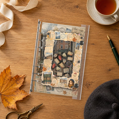London Scrapbook shaker binder on a styled desk