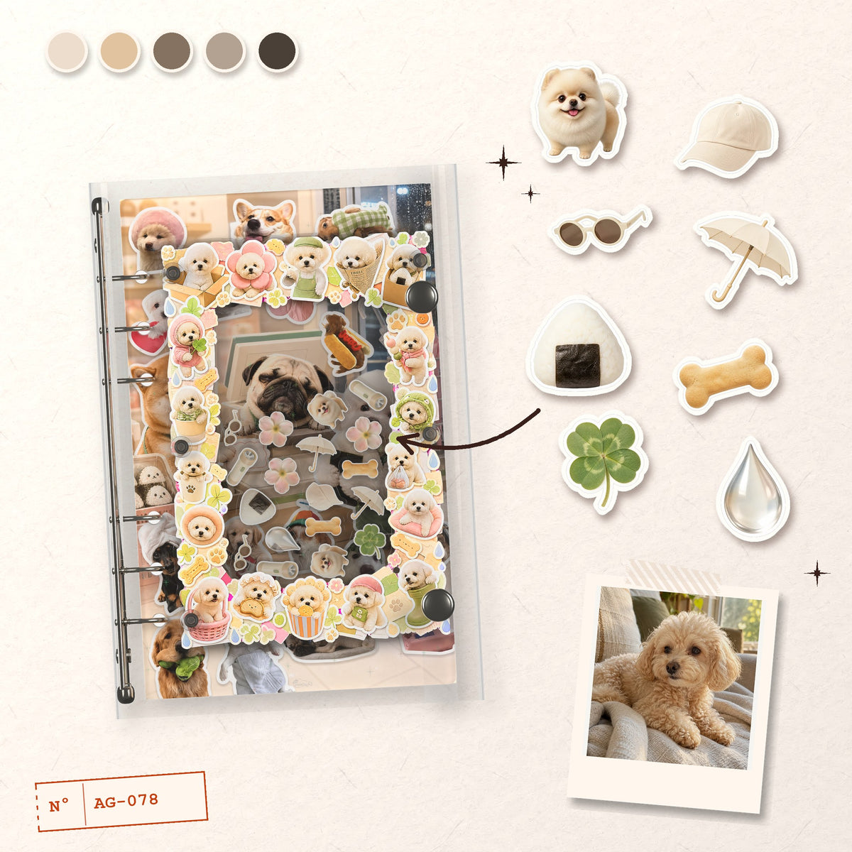 Pug & Fluffy Puppies design story: the charms inside and the cover