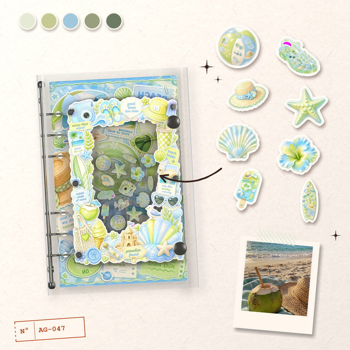 Summer Beach Stickers design story: the charms inside and the cover