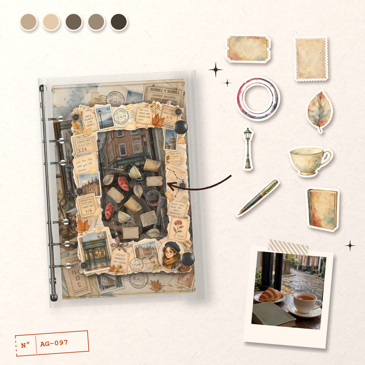 London Scrapbook design story: the charms inside and the cover