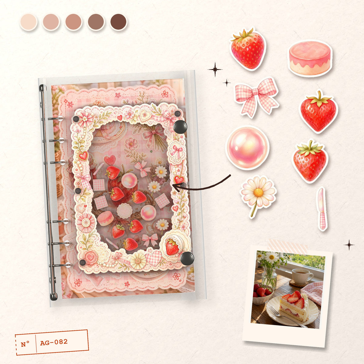 Strawberry Picnic Party design story: the charms inside and the cover