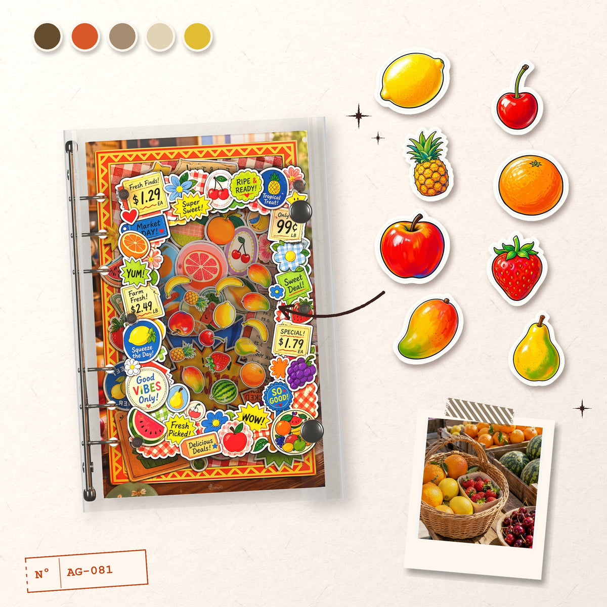 Fruit Market Stickers design story: the charms inside and the cover